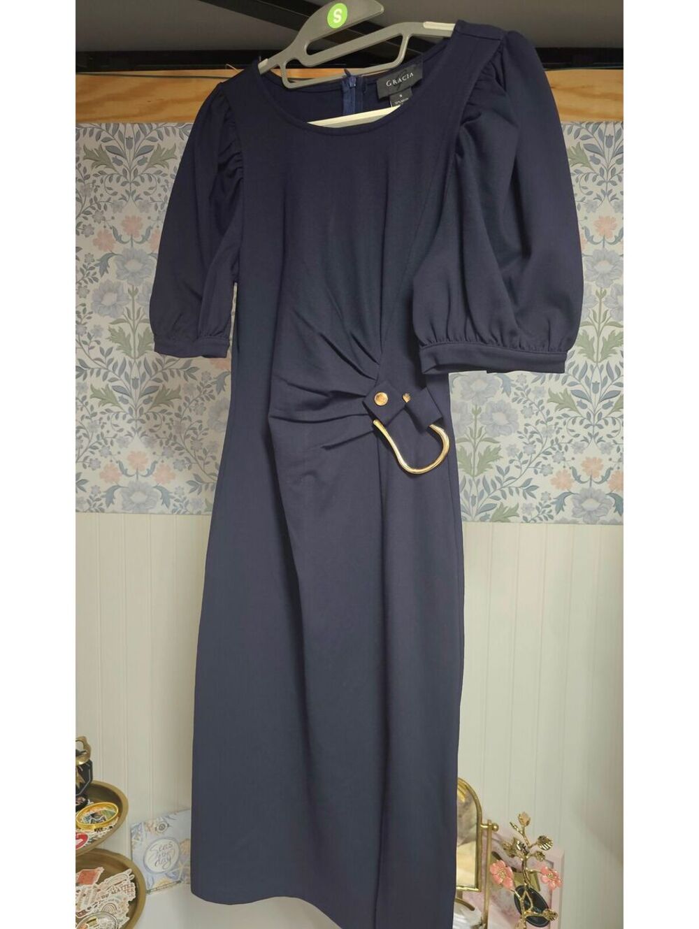 102. Gracia, NWT, Navy blue dress, small